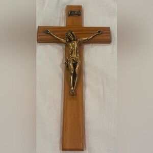 Bronze and wood Catholic Crucifix 12”X6”